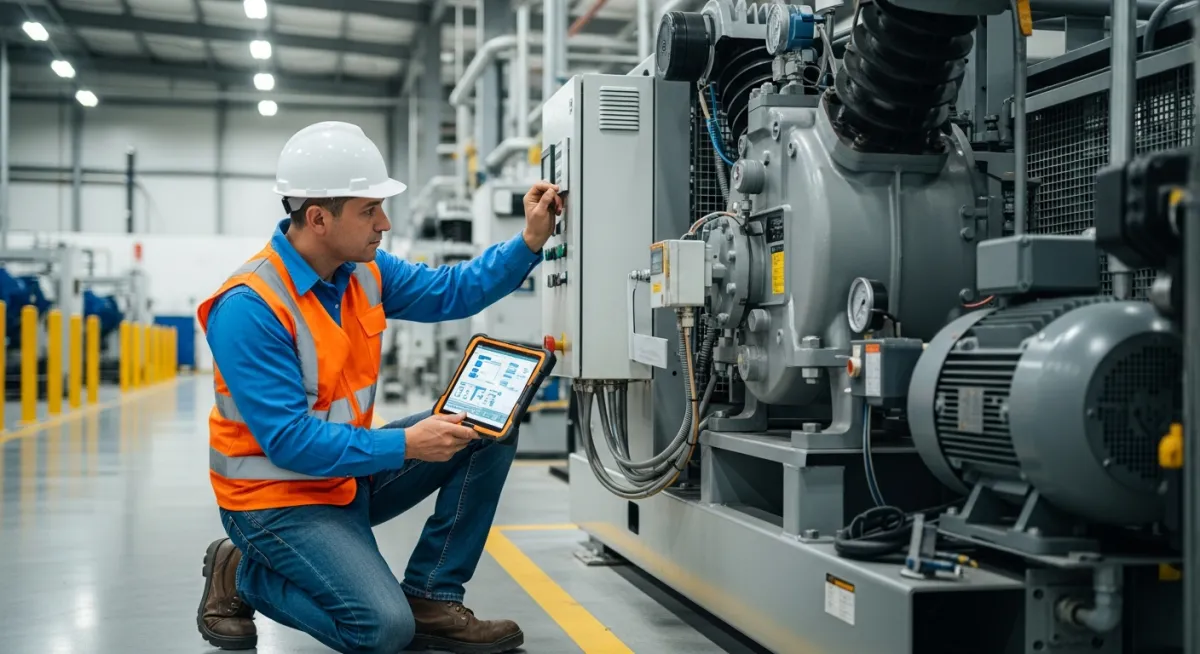 Técnico certificado de ITG Energy dando servicio a compresor en planta de Tlaxcala